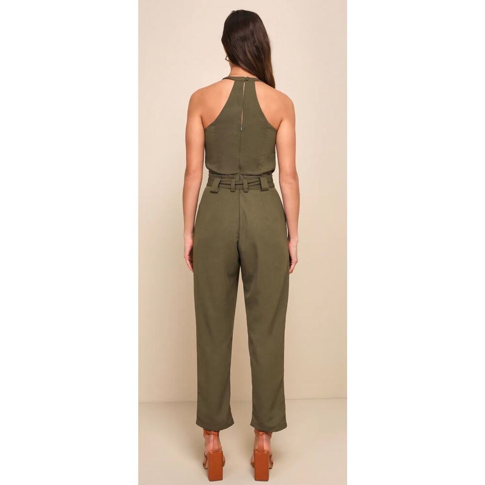 Lulu’s In The City Olive Surplice Sleeveless Jumpsuit M NWT - Picture 3 of 11